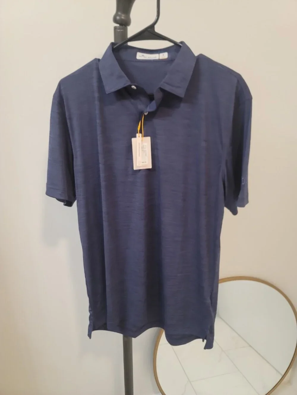 Peter Millar Featherweight Polo Shirt Blue Golf Ball Cocktail Embroidered M NEW